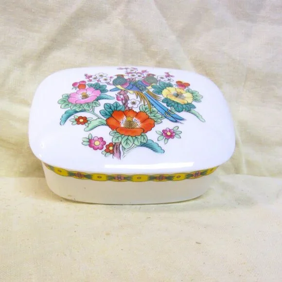 VTG MIKASA KUTANI BIRD TRINKET BOX W/LID PORCELAIN - Picture 1 of 7